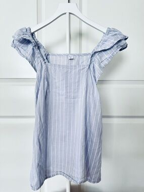 Women’s Old Navy Ruffled Sleeves Light Purple & White Striped Top Size XL